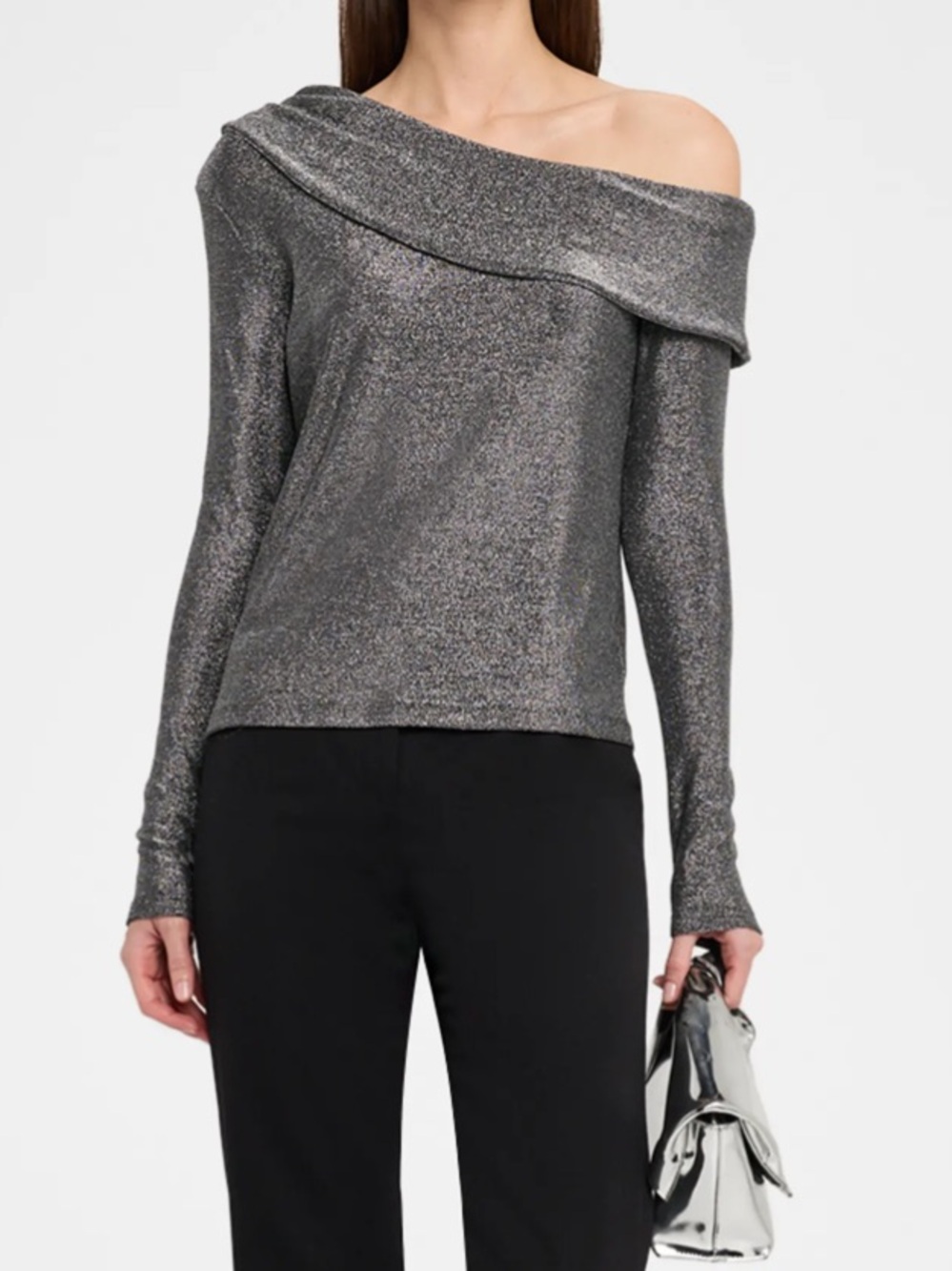 Ramy Brook Carrie Sparkle Knit Off-the-Shoulder Top